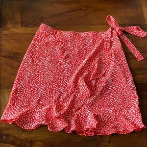 Red polka dot nasty gal tie skirt size 0 ruffles